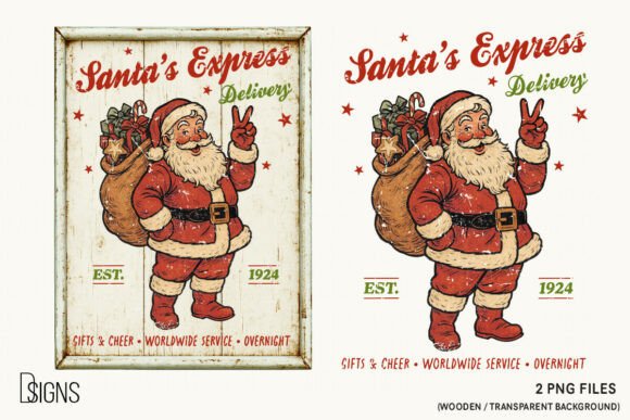 Download Christmas Santa's Express Vintage Sign - Vintage sign Collection