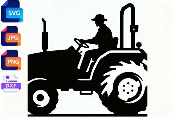 Download Farmer Driving Tractor Silhouette SVG - Tractor silhouette svg Collection