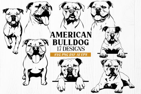 Download American Bulldog SVG Bundle – 17 Dog DXF - Dog svg Collection