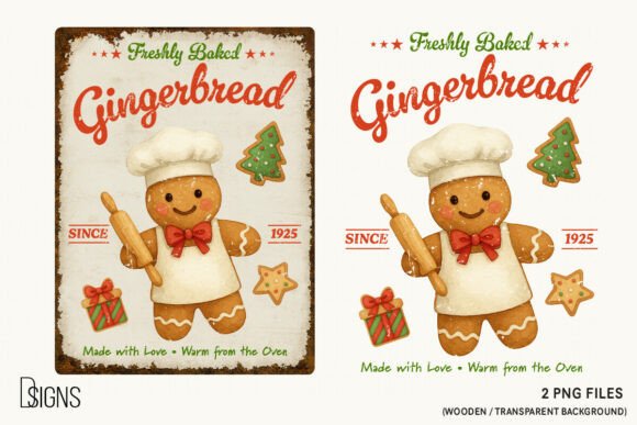 Download Christmas Gingerbread Vintage Sign Png - Vintage sign Collection