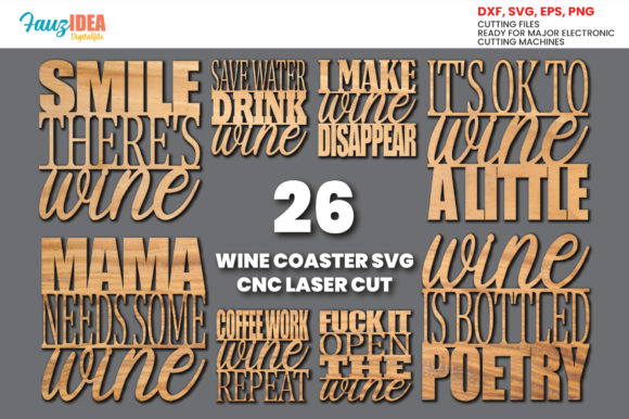 Download 26 Wine Coasters CNC Laser Cut Template - Premium Resources
