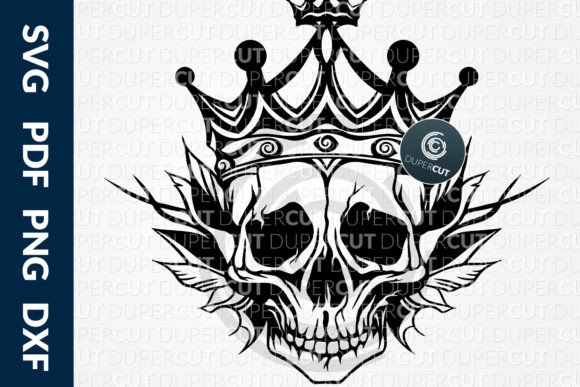Download Skull King with Crown SVG DXF Cut Files - Svg dxf cut files Collection
